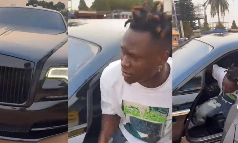 Jay Bahd shows Shatta Wale levels as he pulls up in Rolls Royce Wraith