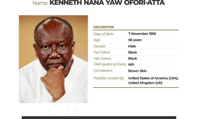 OSP publishes wanted poster for Ken Ofori-Atta; solicits for information about his whereabouts