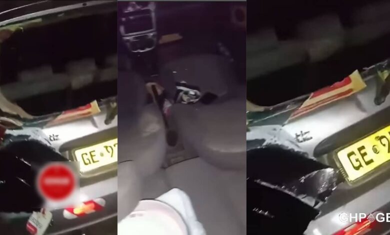 Angry husband destroys Taxi after catching the driver ‘chopping’ his wife