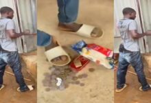 Community members disciplne man for stealing 2 cups of rice, sardine and coins from a provision shop