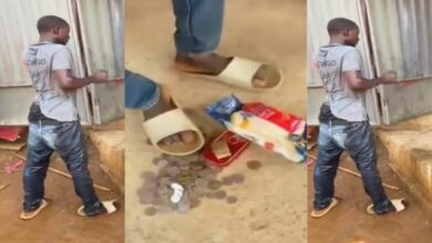 Community members disciplne man for stealing 2 cups of rice, sardine and coins from a provision shop