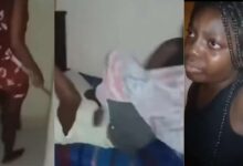 VIDEO: Lady mercilessly uses mop stick to lash boyfriend and his sidechick in bed