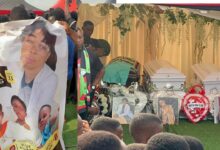 VIDEO: Tears flow as nurse who burnt alongside her three kids gets buried