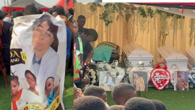 VIDEO: Tears flow as nurse who burnt alongside her three kids gets buried