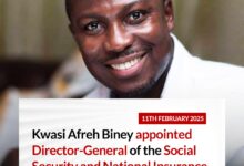 Kwasi Afreh Biney appointed SSNIT Director-General