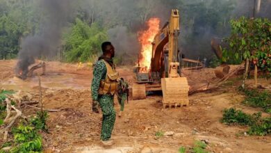 Forestry Commission officials burn 4 excavators used for galamsey in Atewa Forest Reserve