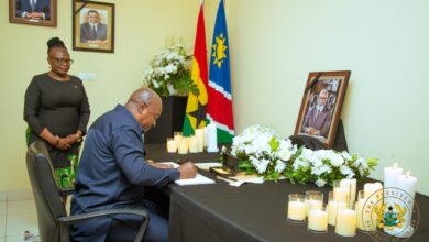 Mahama signs book of condolence for former Namibian President, Sam Nujoma