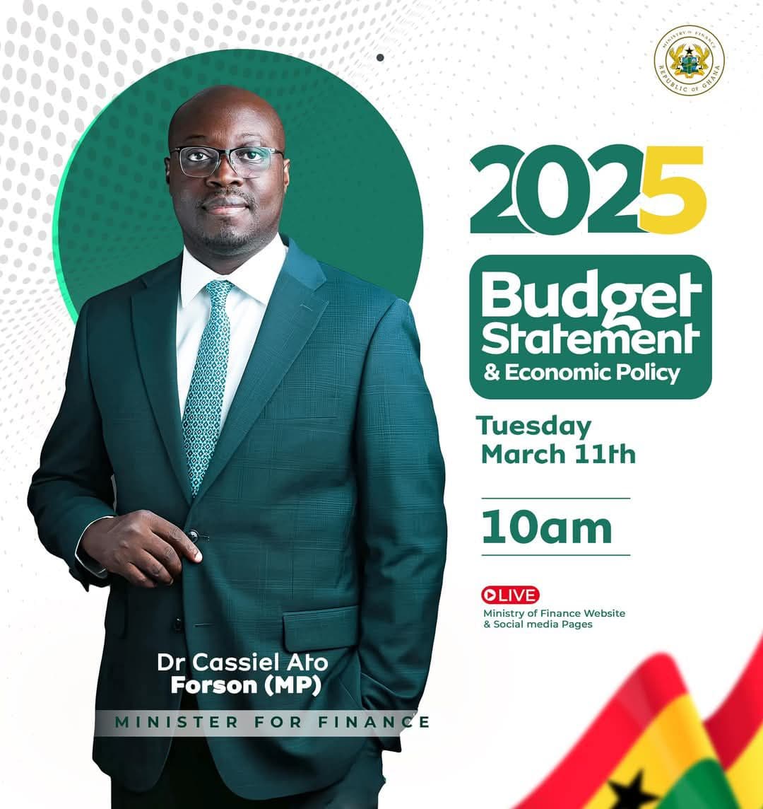 The Finance Minister, Dr. Cassiel Ato Forson, will today present the 2025 Budget and Economic Policy Statement in Parliament.