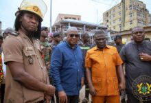 Mahama visits Adum fire victims, directs NADMO to assist