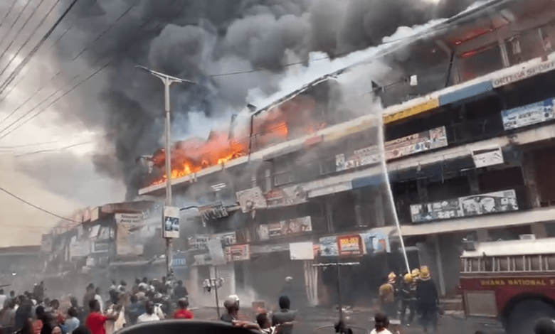 Fire ravages shops at Blue Light arena in Kumasi