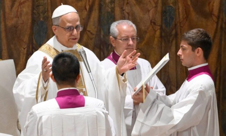 Pope Leo XIV urges church to confront crisis of faith in first mass as pontiff