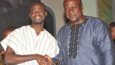 Manasseh Azuri Awuni (Left) and Former President John Dramani Mahama (right)