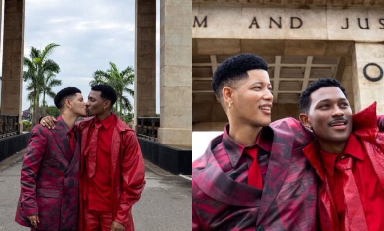 Ghanaians divided as gay couple share kissing photos at Independence Arch