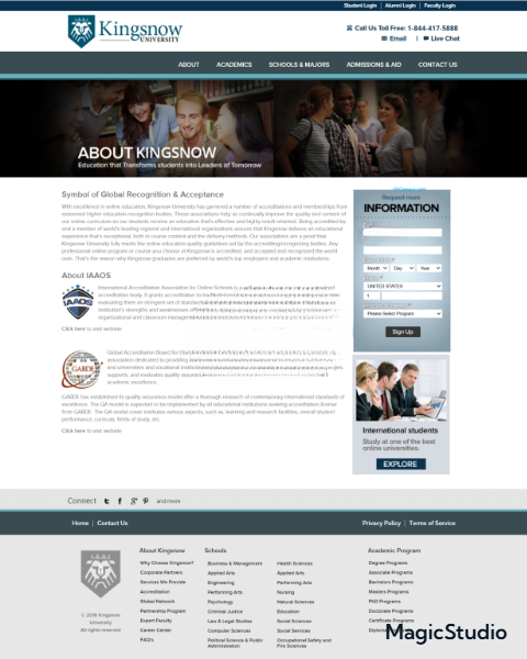 Screenshots of Archived Kingsnow University website