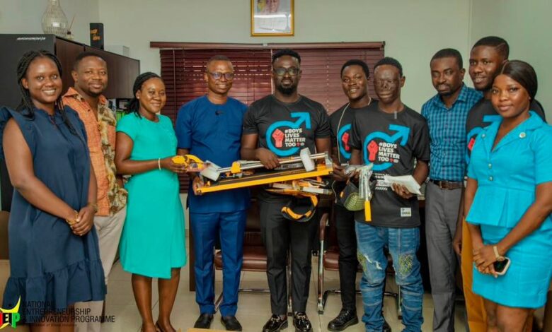 NEIP CEO, Eric Adjei Provides Support To June 3 Fire Victim Solomon Akugru