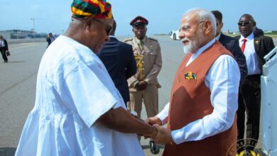 Mahama welcomes Indian Prime Minister Modi to Ghana for historic state visit