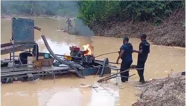 Blue Water Guards destroy galamsey machines on Mansi River