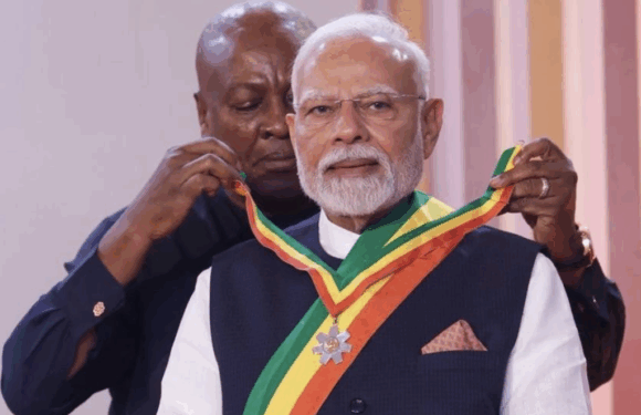 Ghana honours India’s Modi during official visit