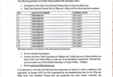 Nutrifoods recalls Tasty Tom Tomato Mix following FDA and National Security Alert