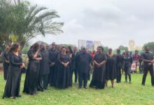 Lordina Mahama breaks down at ceremony for helicopter crash victims