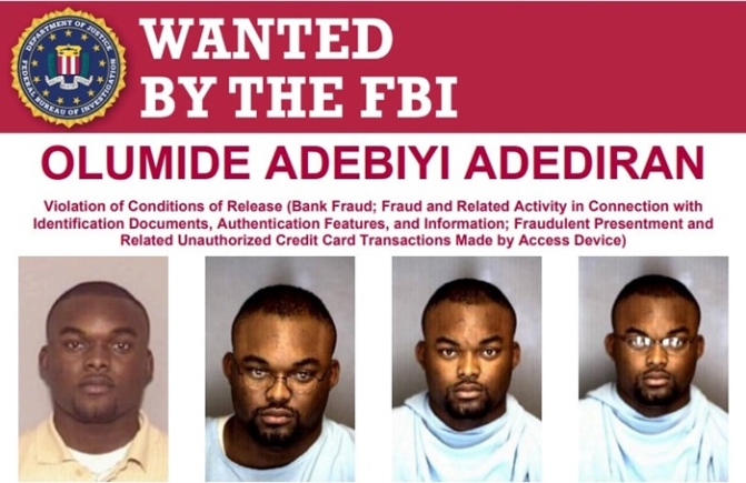 FBI offers $10,000 reward for Nigerian man wanted in U.S. bank fraud case