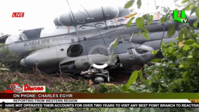 Ghana Airforce Helicopter crashes in Bonsokrom, Western Region