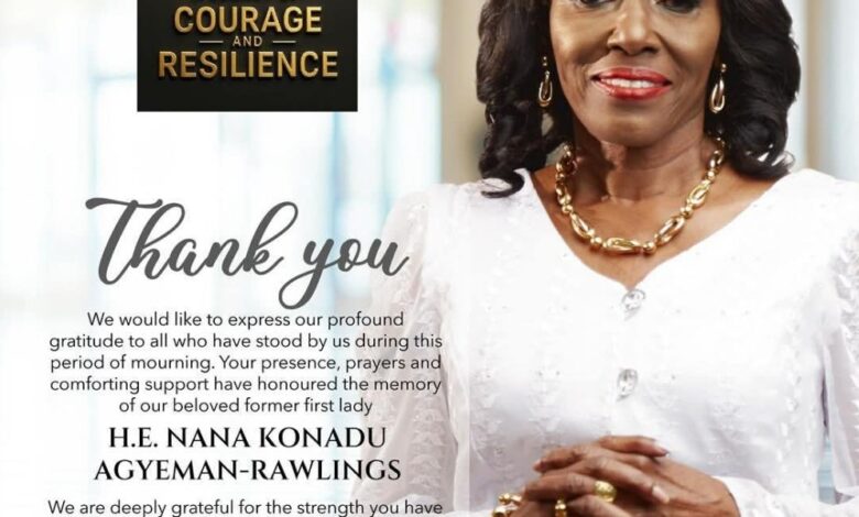 Family of Nana Konadu Agyeman-Rawlings expresses gratitude to Ghanaians