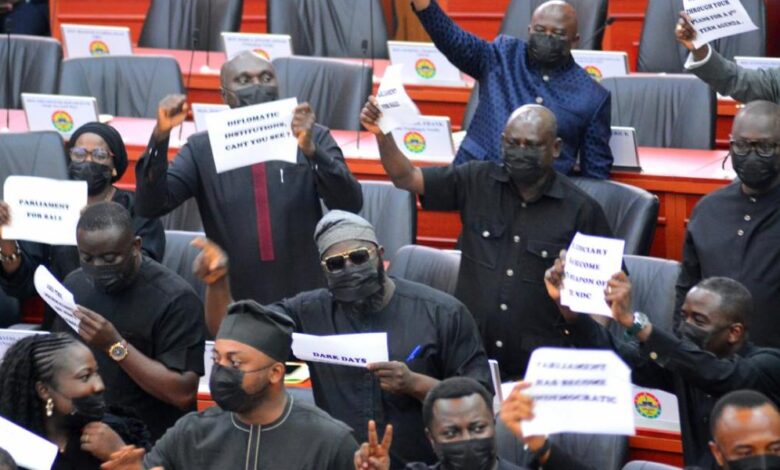 Photos: Minority MPs Protest Declaration of Kpandai Seat as Vacant, Vow Legal Action