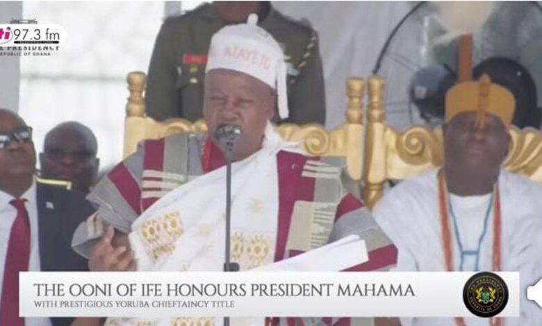 Mahama calls for stronger ECOWAS–Sahel ties after receiving Yoruba Chieftaincy Title