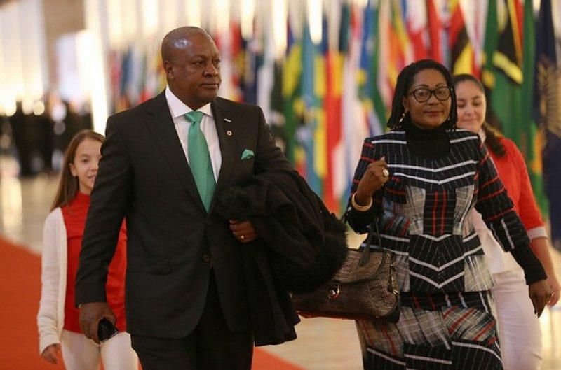 President Mahama is being accompanied by the First Lady, Mrs. Lordina Dramani Mahama
